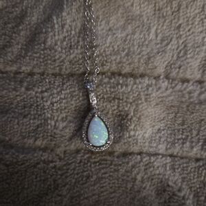 Opal Pendant Necklace In Sterling Silver